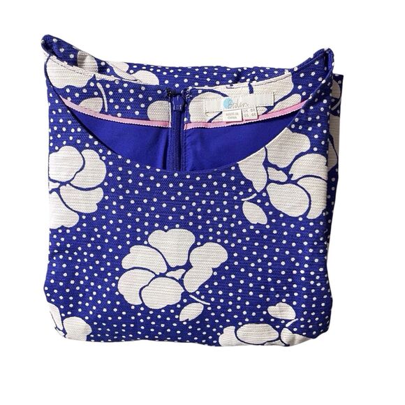 BODEN Sierra Textured Floral Polka Dot Dress Size 4 Blue White Short Sleeve EUC - Picture 16 of 16